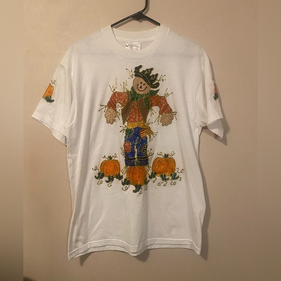 Handpainted Scarecrow Fall TShirt size large - Picture 1 of 11